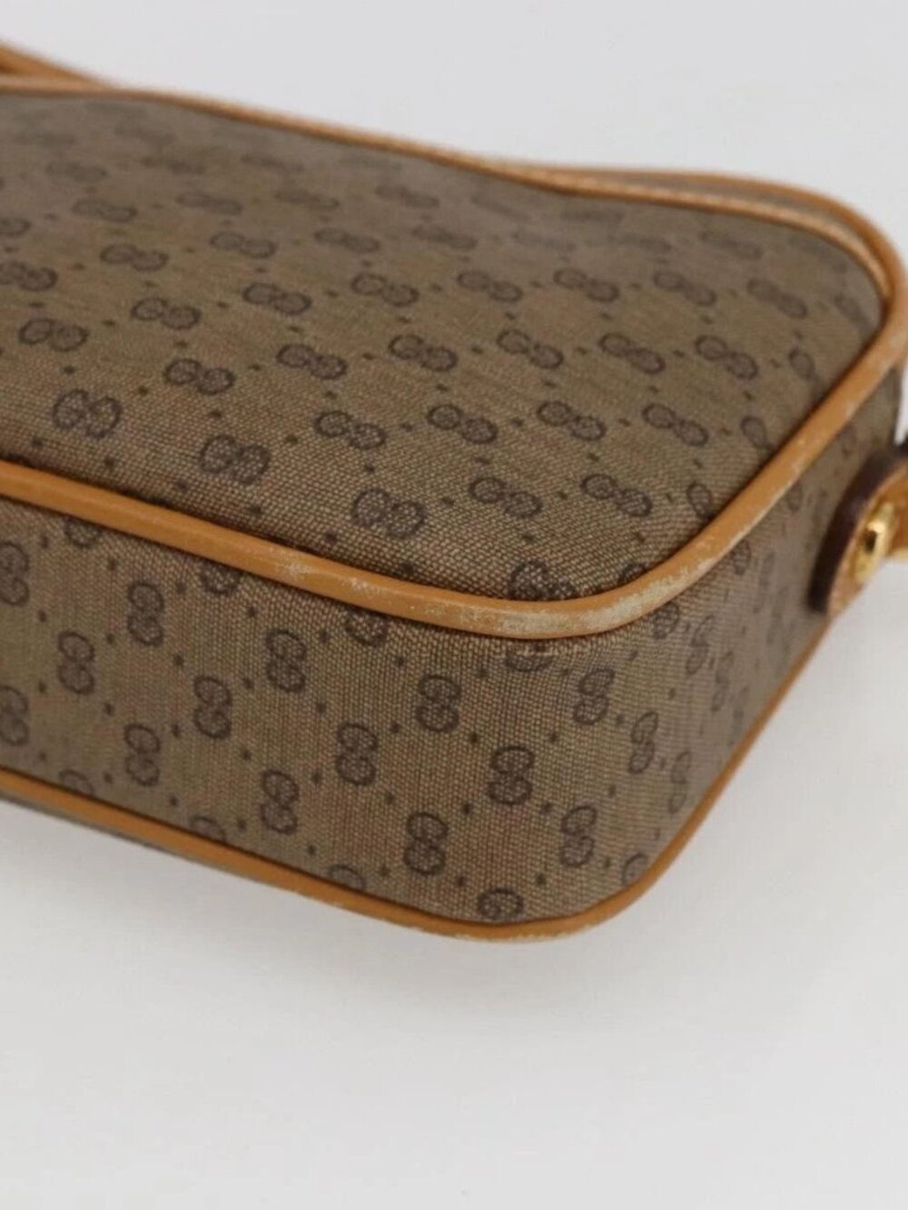 GUCCI Micro GG Supreme Shoulder Bag PVC Beige Gold Auth BA10759 - Picture 11 of 14